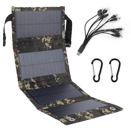 20W sammenleggbar solcellepanel bærbar mobiltelefonlader Monokrystallinsk silikon USB-utgang IP65 vanntett