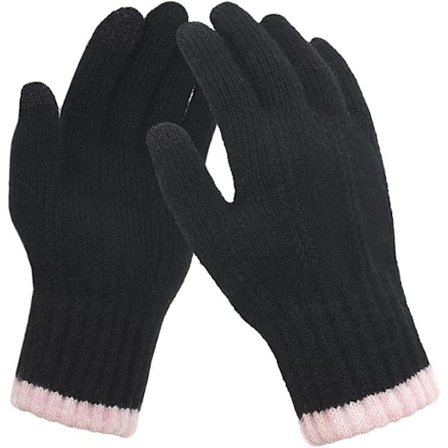 Termiske Handsker til Kvinder Vinter Touch Screen Handsker Elastisk Varmt Strikket Fleece Handsker til Kvinder Løbetur Arbejde Udendørs Aktiviteter, 