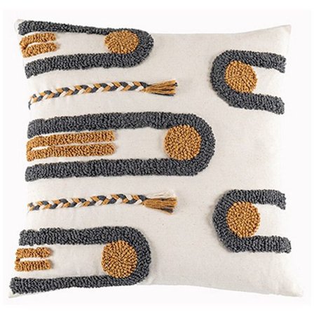 Bohemisk stil bomull örngott kuddfodral kaffe boucle tuftad för soffa inredning natur -B