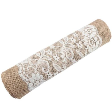 Vintage Juuttikangas Pitsi Pöytäliina Luonnollinen Juutti Häät Juhlakoriste