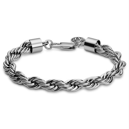 Essentials | Pulsera de cadena cordón plateada de 8 mm para hombres - Pulseras de acero