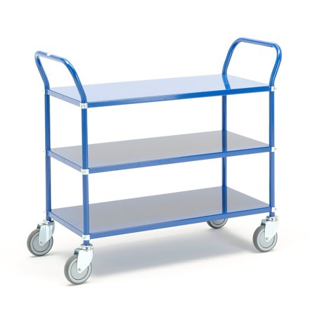 Regalwagen TRANSIT mit 3 Fachböden, 900 x 440 mm, blau