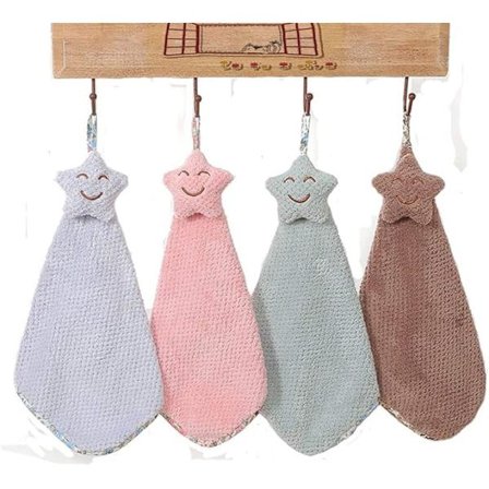 Sæt med 4 absorberende køkken- og badeværelseshåndklæder til ophængning