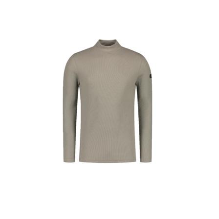 Purewhite Ribbed Long Sleeve Mockneck T-Shirt Taupe Senior , Beige , Heren , Maat: S
