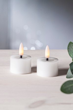 Jotex - Batteridrevet Telys ø 4 Cm 2-pakke Hvit - FLOW - Kjøp Batterilys hos Jotex