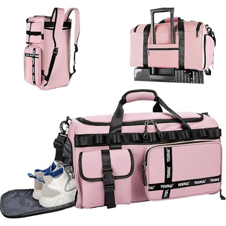 Gym Bag Sport Duffel Bag med skorum til sko Gym Duffel Bag Weekend rejsetaske med våd lomme 2 i 1 Packback taske Stor kapacitet Foldbar