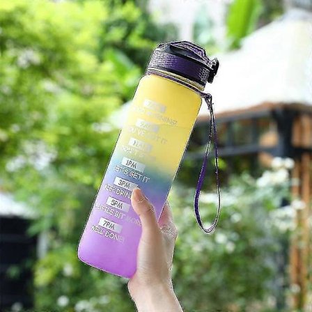 900ml Sports Vandflaske Lækagesikker Gym Fitness Kande Med Tidsskala Motiverende Drikkeflaske