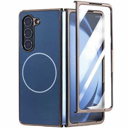 Magnetisk deksel til Samsung Fold5 5G, elektroplettert matt PC-telefondeksel med HD-skjermfilm