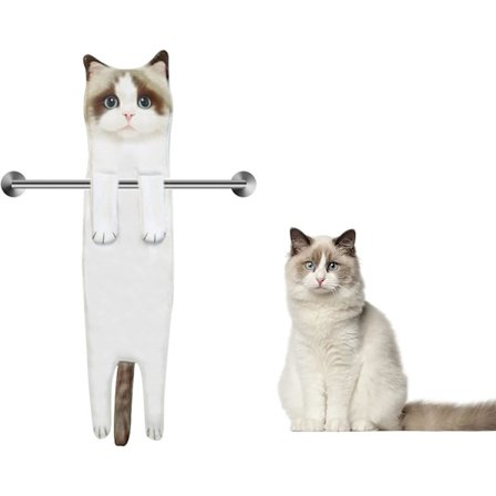 Kissanmuotoiset imukykyiset pyyhkeet, söpö eläinpyyhe, käsipyyhkeet keittiöön ja kylpyhuoneisiin (Rag Cat-Doll)