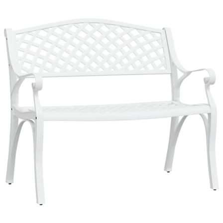 Vidaxl Trädgårdsbänk 102 Cm Gjuten Aluminium Vit Vit