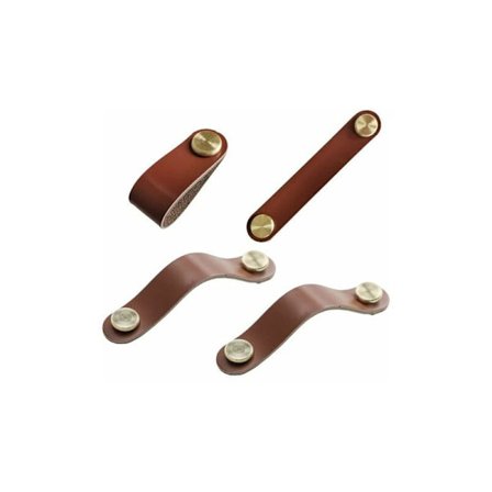 Lædergreb til skabe, 4 vintage møbelknopper, læderskab