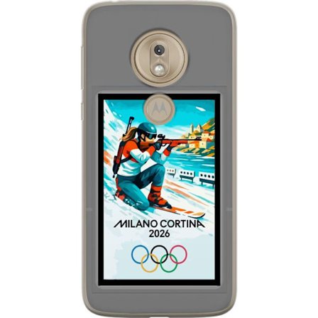 Kompatibelt Mobildeksel til Motorola Moto G7 Play Retroplakat Cortina Milano 2026 med fjell, vintersportsutøvere, italienske trikolor, Milano-katedral