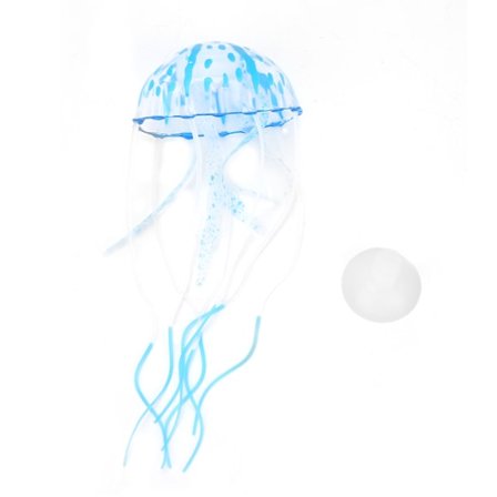 Akvarie Silikone Selvlysende Vandmand Fisk Tank Flydende Landskabspleje Ornament Dekoration Lille Størrelse, Blå