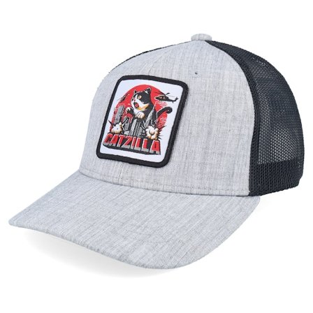 Kinder Kiddo Cap - Grau trucker Cap - Kinder Catzilla Patch Heather Grey/Black Trucker @ Hatstore