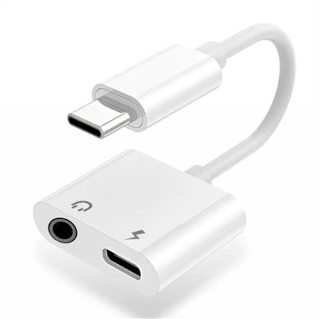 SiGN Split Adapter USB-C till 3.5 mm och USB-C - Vit