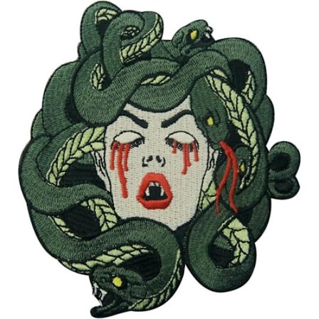 Bloody Medusa broderi badge stryge på patch, awesome punk kjole
