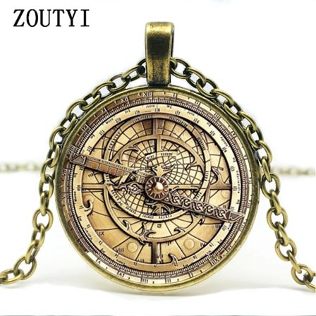 2018/ hot sale, steampunk tyngdekraft vandfald mysterie Bill retro ur charm glas konkav rund vedhæng halskæde smykker(FMY)