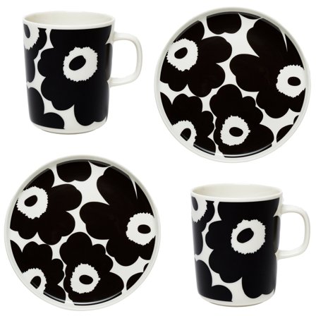 Marimekko Unikko aamiaissetti, muki ja lautanen