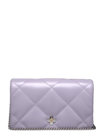 Tory Burch Kira Clover Diamond Quilt Chain Wallet - Purple - ONE SIZE