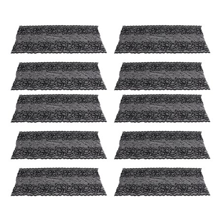 Spetskant 10 meter 23 cm/9,1 tum bred hudvänlig broderad blommigt band för hantverksprojekt Svart