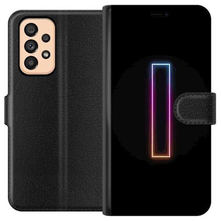 Kompatibel Tegnebogsetui til Samsung Samsung Galaxy A53 5G Minimalistisk neonbogstav I i regnbuefarver mod mørk baggrund