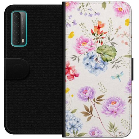 Yhteensopiva Lompakkokotelo Huawei Huawei P smart 2021 Kukkakuviota käsinmaalatuilla kukilla, perhosilla ja hyönteisillä romanttiseen skandinaavise