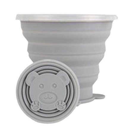 Sammenleggbar silikon reisekopp 270ml sammenleggbar ultratynn med håndstropp for utendørs camping fotturer grå