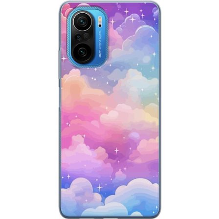 Kompatibelt Mobildeksel til Xiaomi Poco F3 Søt enhjørning med regnbuefarget hår mot en stjernebelagt pastellbakgrunn i kawaii-stil