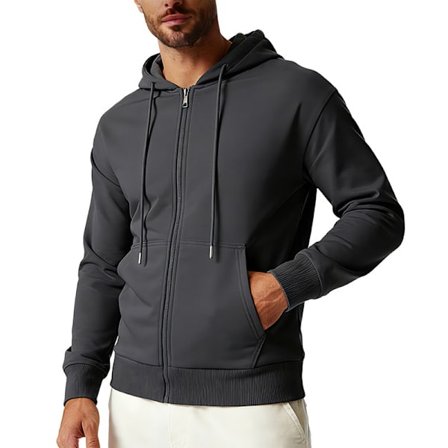 Fleecehettegenser med full glidelås for menn