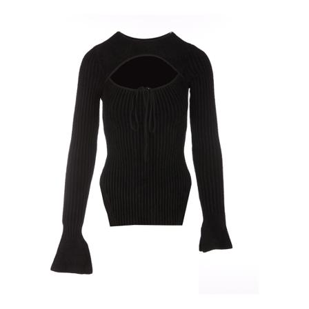 Andrea Adamo Round-neck Strik Sort, Dame Striktrøjer
