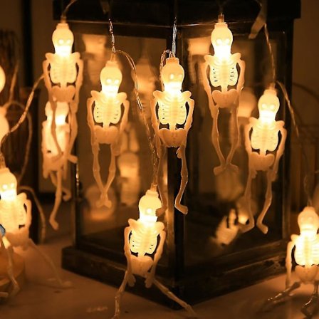 Halloween Lysguirlander, Halloween Dekoration Skræmmende Halloween Til Fest, Have, Havedekorationer - Kraniehylde - 1,5 Meter 10 Lys