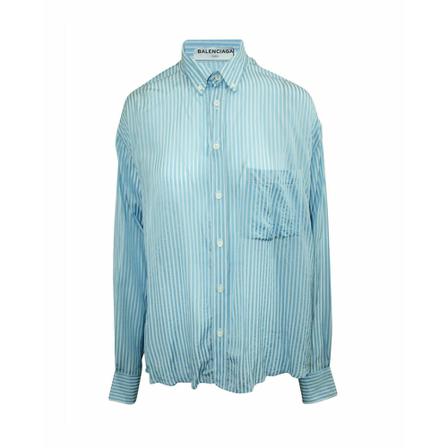 Balenciaga Vintage Pre-owned Oversized Shirt Blå, Dame Vintage Overdele