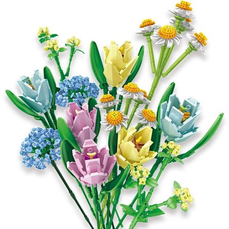 Blomsterbukett Byggsats, Tulpaner Byggklossar Set Kreativa Heminredningsleksaker för Mamma Hennes Flickvänner Kvinnor Vuxna Fru Barn 6+ 6-12 8-12 (837