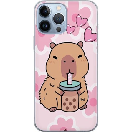 Kompatibelt Mobilskal till Apple Apple iPhone 13 Pro Max Kawaii Capybara Hjärtan Anime Stil Söt Design Djurmotiv TikTok Populärt Present Tjej
