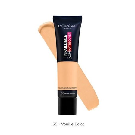 L'OREAL PARIS Infallible 24H Foundation - Högtäckande matt överdrag - Mattifying/Light 135 Vanilla Radiance