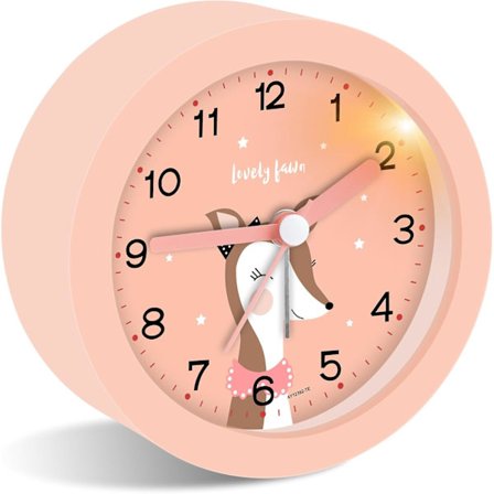 Barnevekkerklokke Analog, Stillegående, Nattbord Soverom Barnevekkerklokke med Snooze og Nattlys, Stille og Bærbar