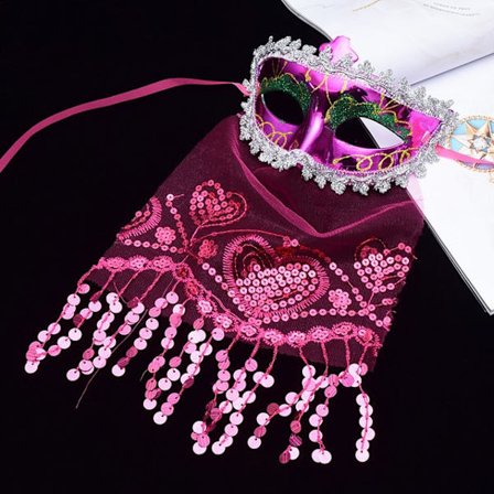 Kostym slöja mask sexig dam bal diamant venetiansk mask bröllop