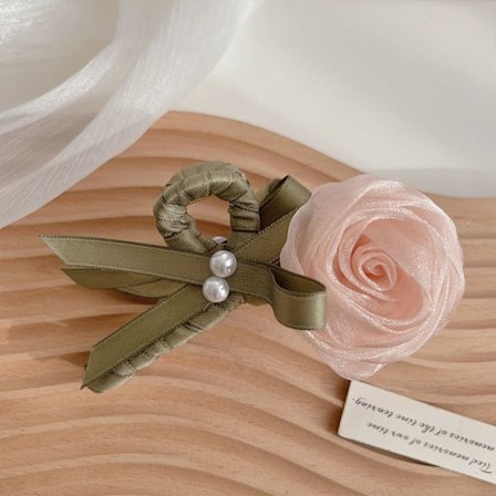 Chiffon Blomst Hårclips Roses Flower Shark Clip PINK