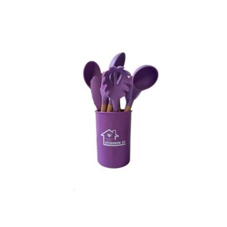 12/ set trähandtag silikon sked set köksredskap