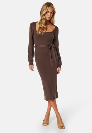 BUBBLEROOM Noura Knitted Dress Dark brown Klær