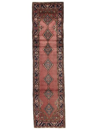 Rudbar Rug Hand Knotted 80X316 Runner Dark Red/Black Persia