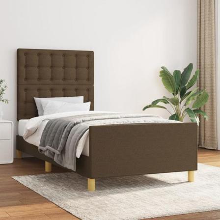 Vidaxl Sängram Med Huvudgavel Mörkbrun 80x200 Cm Tyg Brun
