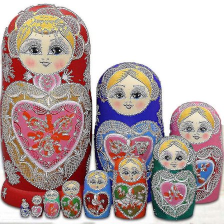 10-lags Tre Matryoshka Barn Nesting Doll Håndmalt Stable Leke - yuhao