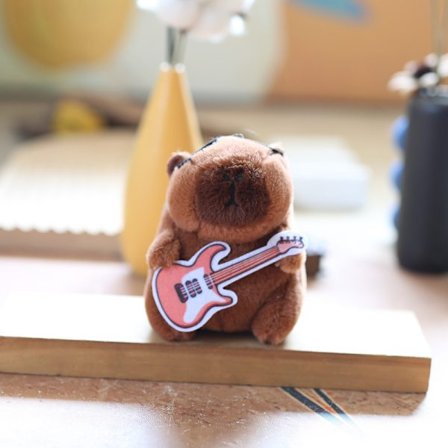 e Gitar Capybara Plysjleketøy Tegneserie Marsvinanheng Myk Stu