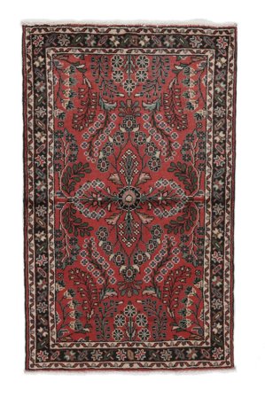 Handgeknüpft Lillian 80X131 Persischer Wollteppich Schwarz/Dunkelrot Klein
