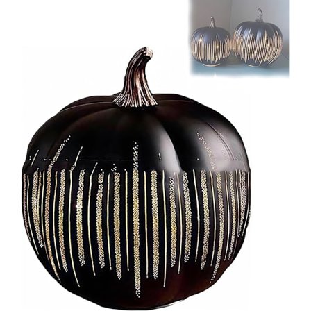 Twinkle Glas Græskar Halloween LED Lys Flamme Effekt Efterårsdekoration, Borddekoration 12*15cm