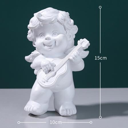 Ängelstaty Prydnad Fe Bön Heminredning Religiös konst Harts Söt Andlig Komfort Dekoration För Hem Bilhylla Guitar Cherubs