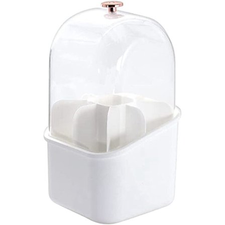 Neliömäinen meikkisiveltimien pidike, 360 astetta pyörivä meikkisiveltimien säilytysastia, vedenpitävä meikkiteline kannella (valkoinen)