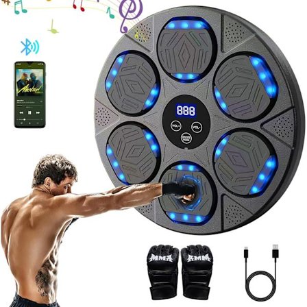 Musikalsk Boksemaskine, 9 Hastighedstilstande, Musik Boksemaskine med Boksehandsker, Smart Bluetooth Musik Elektronisk Bokser