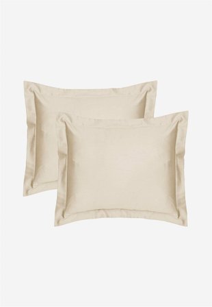 Cellbes of Sweden - Putetrekk i sateng med vinge 50x60 cm Økologisk bomull 2-pack i lys beige i størrelse